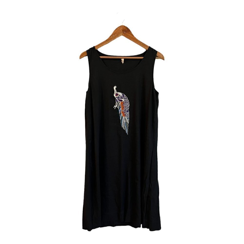 Ava & Lu Peacock Print Dress Size Large Sleeveless